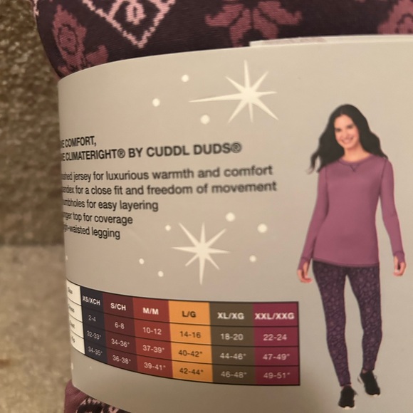 Cuddl Duds Purple Patterned Base Layer Set - Picture 2 of 2